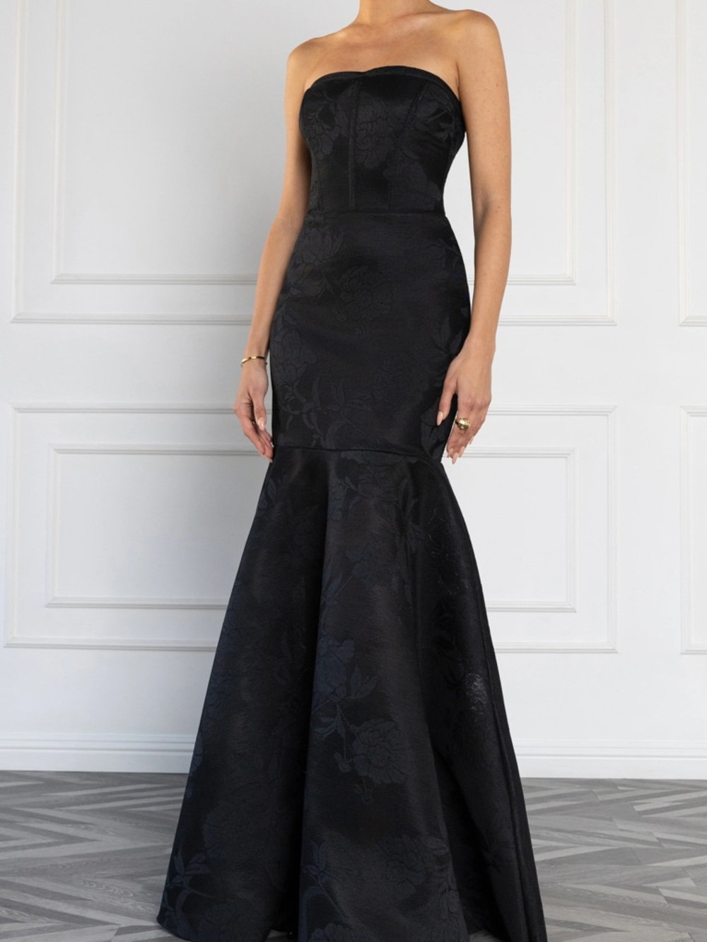 HALO Strapless Black Evening Gown